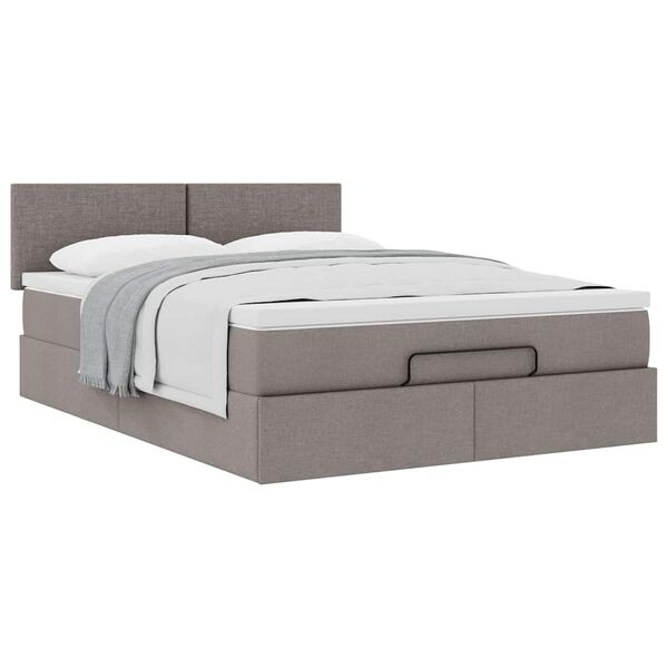 vidaXL Lit ottoman avec matelas taupe 140x190 cm tissu