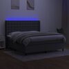 vidaXL Sommier &agrave; lattes de lit matelas LED Gris fonc&eacute; 160x200 cm Tissu