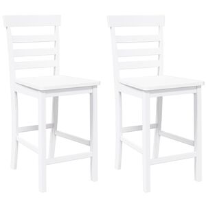 VidaXL Tabourets de bar 2 pcs blanc bois massif d'hévéa