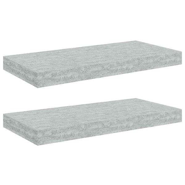 vidaXL &Eacute;tag&egrave;res murales flottantes 2 pcs gris b&eacute;ton 50x23x3,8 cm MDF
