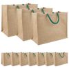 vidaXL Sacs en jute 10 Naturel et vert 42 x 33 x 19 cm