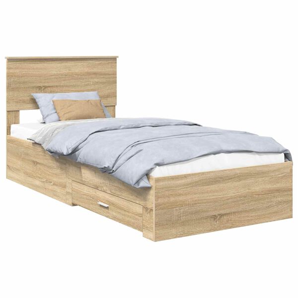 vidaXL Cadre de lit Ch&ecirc;ne Sonoma 90 x 190 cm Bois d'ing&eacute;nierie