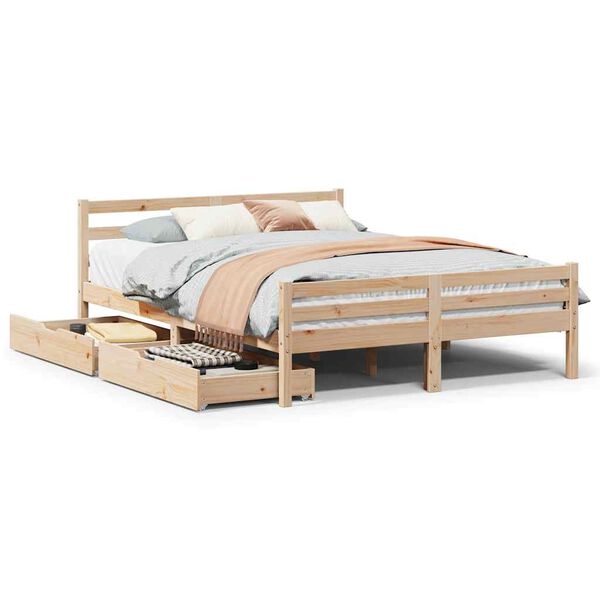 vidaXL Cadre de lit sans matelas 160x200 cm bois massif de pin