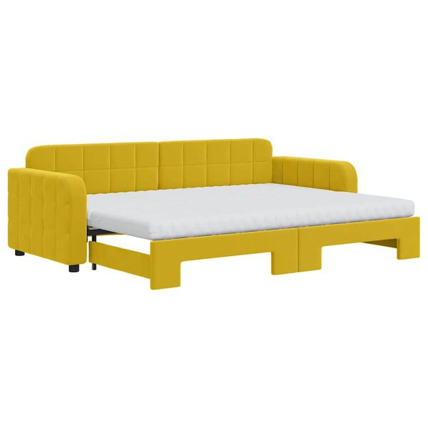 vidaXL Lit de jour avec lit gigogne et matelas jaune 80x200 cm velours