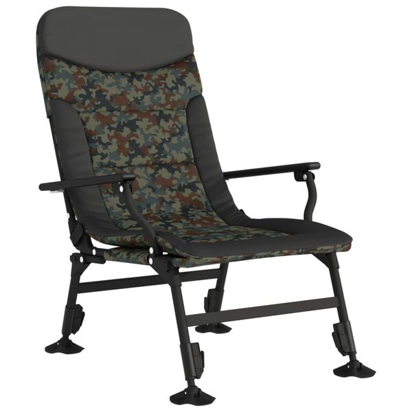 vidaXL Chaise de p&ecirc;che avec accoudoir pliable camouflage