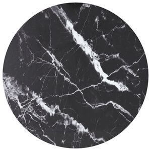 vidaXL Dessus de table noir &Oslash;30x0,8cm verre tremp&eacute; avec design marbre
