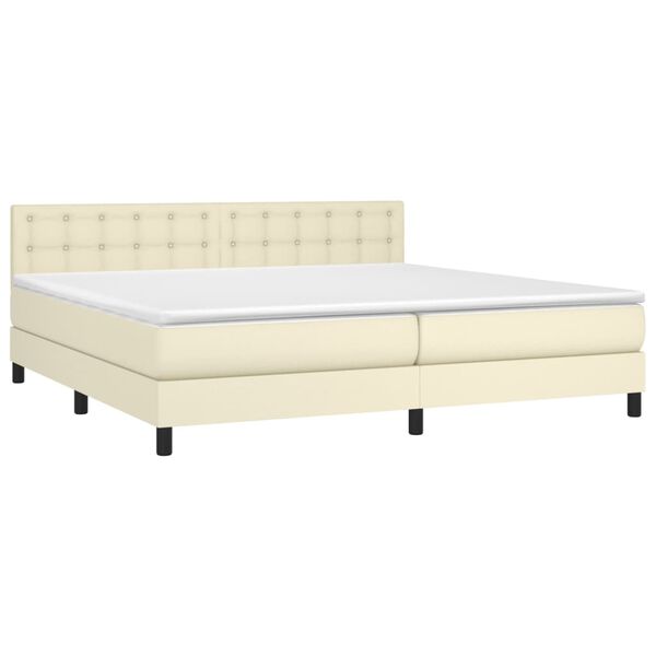 vidaXL Sommier &agrave; lattes de lit avec matelas Cr&egrave;me 200x200cm Similicuir