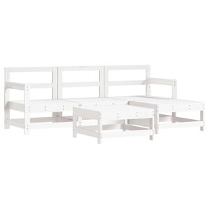 vidaXL Salon de jardin 5 pcs blanc bois massif de pin