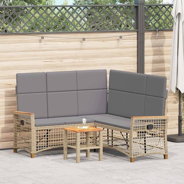 vidaXL Ensemble de canap&eacute;s inclinables de jardin Beige et Gris clair