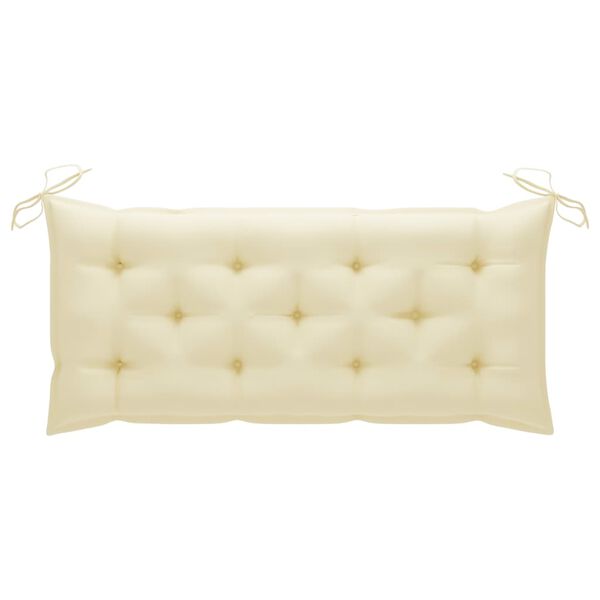 vidaXL Banc de jardin avec coussin blanc cr&egrave;me 120 cm Bois de teck