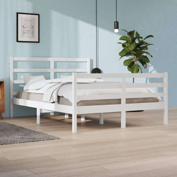 vidaXL Cadre de lit sans matelas blanc bois de pin massif 160x200 cm
