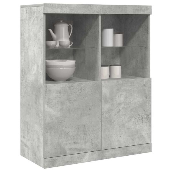 vidaXL Buffet gris b&eacute;ton 81x37x100 cm bois d'ing&eacute;nierie