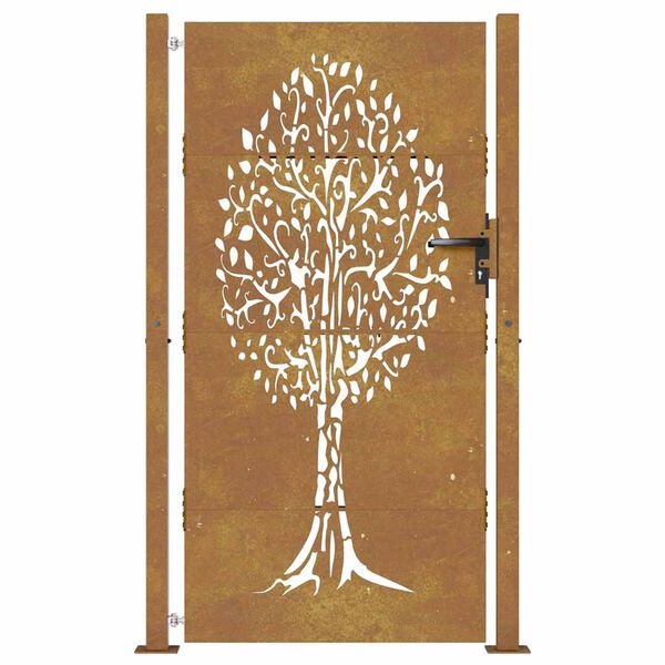 vidaXL Portail de jardin 100x175 cm en acier Corten avec motif arbre