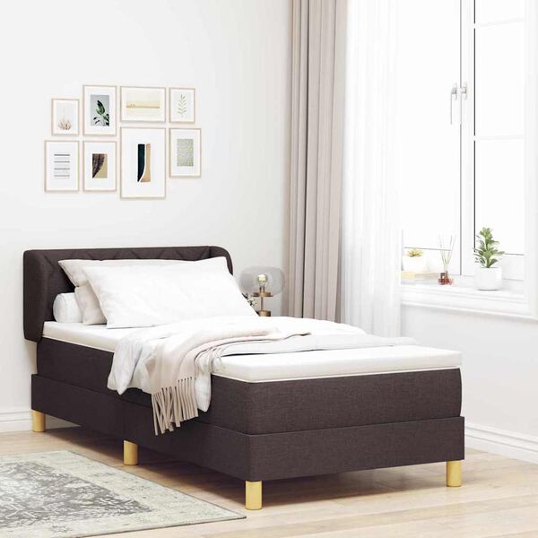 vidaXL Lit &agrave; ressorts avec matelas Marron fonc&eacute; 90 x 190 cm tissu
