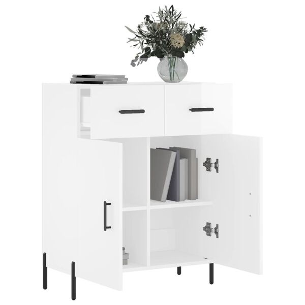 vidaXL Buffet Blanc brillant 69,5x34x90 cm Bois d'ing&eacute;nierie