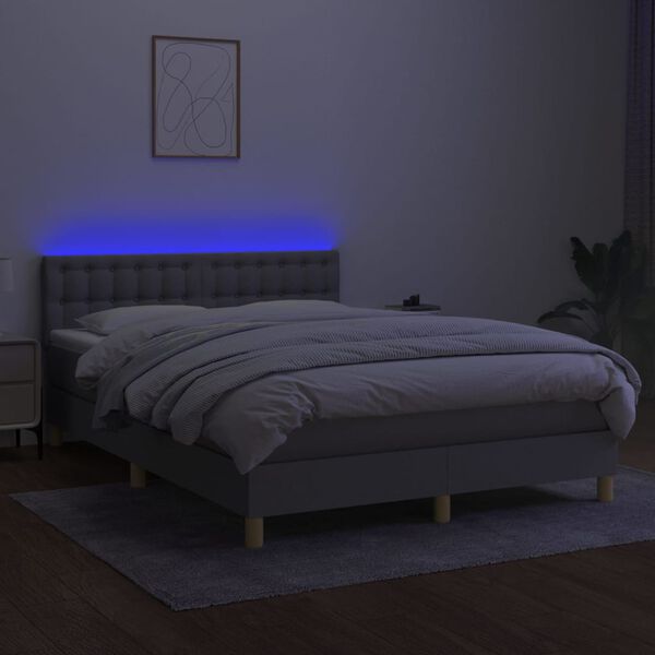 vidaXL Sommier &agrave; lattes de lit et matelas et LED Gris clair 140x190 cm