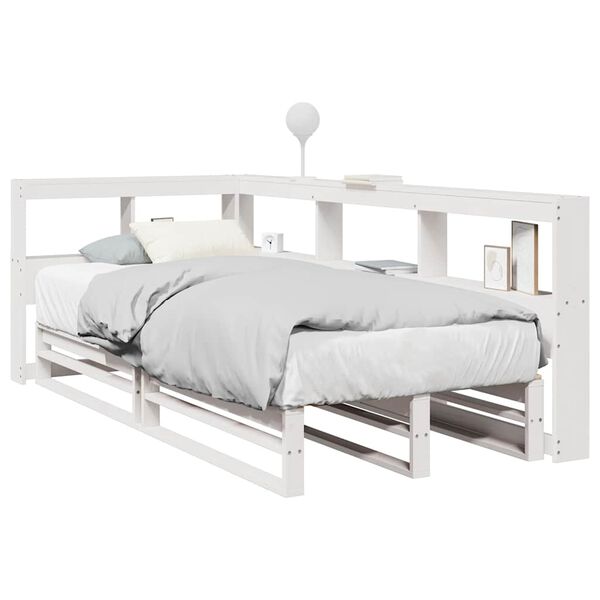 vidaXL Lit biblioth&egrave;que sans matelas blanc 100x200 cm bois pin massif