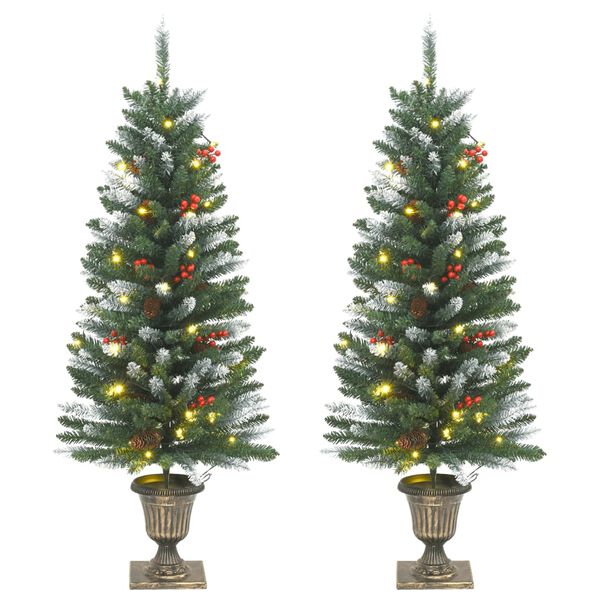 vidaXL Sapins de No&euml;l artificiels 2 pcs 100 LED vert et blanc 120 cm