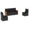 vidaXL Salon de jardin 5 pcs avec coussins noir r&eacute;sine tress&eacute;e