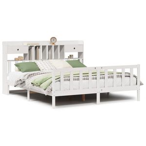 vidaXL Lit biblioth&egrave;que sans matelas blanc 180x200 cm bois pin massif