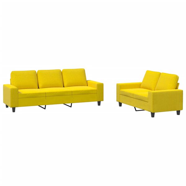 vidaXL Ensemble de canap&eacute;s 2 pcs jaune clair tissu
