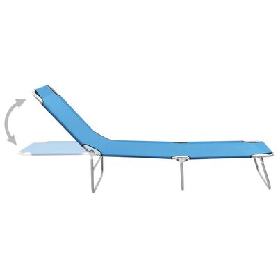 vidaXL Chaise longue pliable acier et tissu bleu turquoise