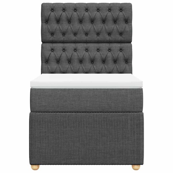 vidaXL Sommier &agrave; lattes de lit avec matelas Gris fonc&eacute; 90x200 cm Tissu
