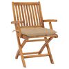 vidaXL Chaises de jardin lot de 2 et coussins beige Bois teck massif