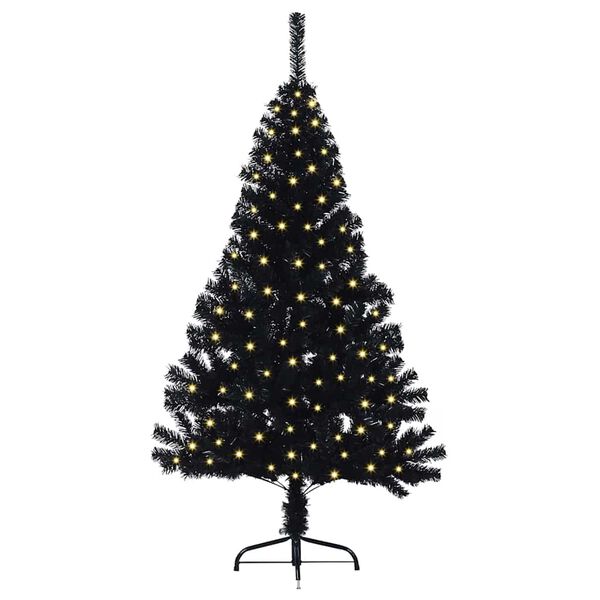vidaXL Sapin de No&euml;l artificiel pr&eacute;-&eacute;clair&eacute; Noir 120 cm PVC