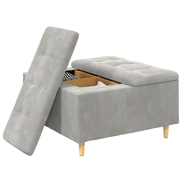 vidaXL Pouf de rangement Gris clair 80 x 80 x 45 cm Velours