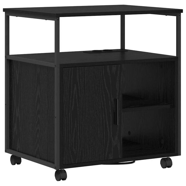 vidaXL Cabinet avec Station de Charge Ch&ecirc;ne noir 61 x 46 x 67 cm