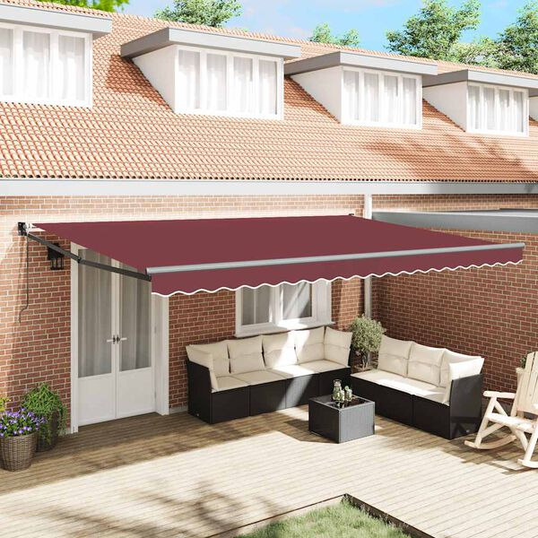 vidaXL Auvent r&eacute;tractable automatique bordeaux 500x300 cm