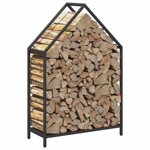 vidaXL Portant de bois chauffage noir 60x25x90 cm