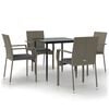 vidaXL Ensemble &agrave; manger de jardin coussins 5 pcs noir et gris