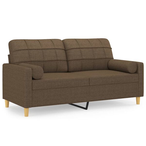 vidaXL Canap&eacute; 2 places et oreillers et coussins Marron 140 cm Tissu
