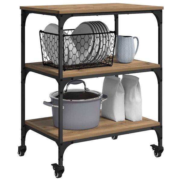 vidaXL Chariot de cuisine Ch&ecirc;ne artisanal 60 x 41 x 76 cm