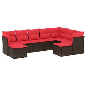 vidaXL Salon de jardin avec coussins 9 pcs marron r&eacute;sine tress&eacute;e