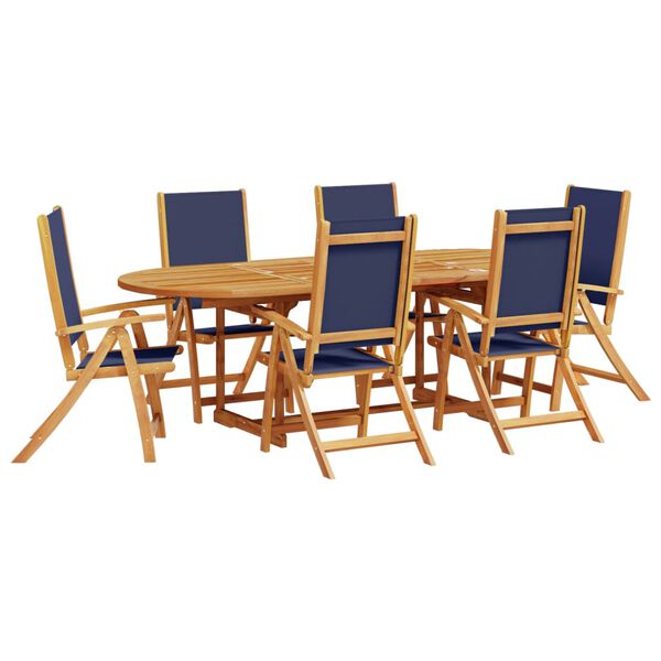 vidaXL Ensemble &agrave; Manger de jardin 7pcs bois d'acacia solide textil&egrave;ne