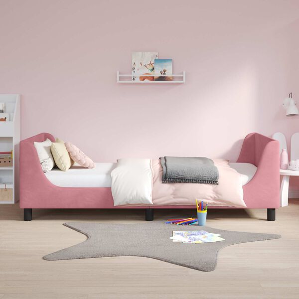 vidaXL Cadre de lit pour enfants avec tête de lit Rose 90 x 190 cm