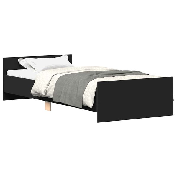 vidaXL Cadre de lit sans matelas noir 75x190 cm bois ingénierie