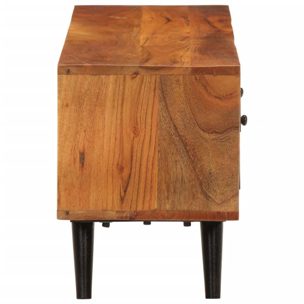 vidaXL Meuble TV avec portes 112x30x40cm bois d'acacia massif et m&eacute;tal