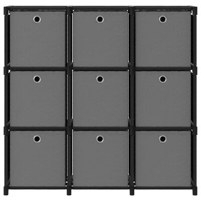 vidaXL Étagère à 9 cubes avec boîtes Noir 103x30x107,5 cm Tissu