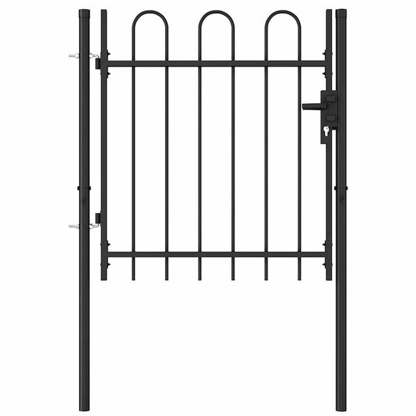 vidaXL Portillon simple porte avec dessus arqué Acier 1x1 m Noir