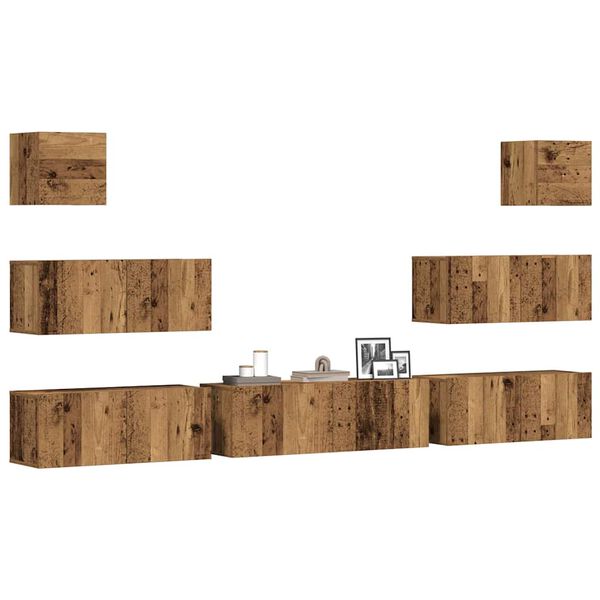 vidaXL Ensemble de meuble TV mural 7 pcs vieux bois bois d'ing&eacute;nierie