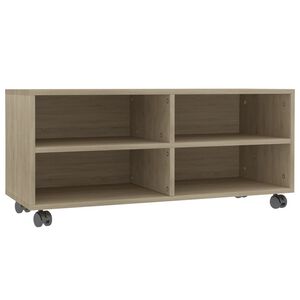 vidaXL Meuble TV avec roulettes Ch&ecirc;ne sonoma Bois d'ing&eacute;nierie