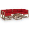 vidaXL Salon palette de jardin 7 pcs et coussins Bois de pin impr&eacute;gn&eacute;
