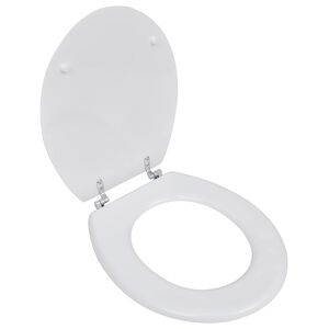 vidaXL Si&egrave;ge de toilette avec Couvercle MDF Design simple Blanc
