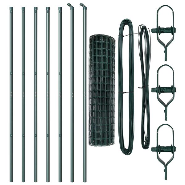 vidaXL Cl&ocirc;ture avec poteau Vert 1 x 10 m Acier et PVC