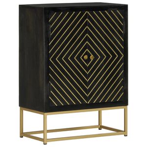 vidaXL Buffet avec 2 portes noir et dor&eacute; 55x30x75 cm manguier