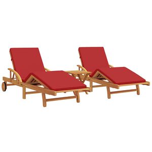 vidaXL Transat 3 pc Bois d'Acacia Massif Rouge